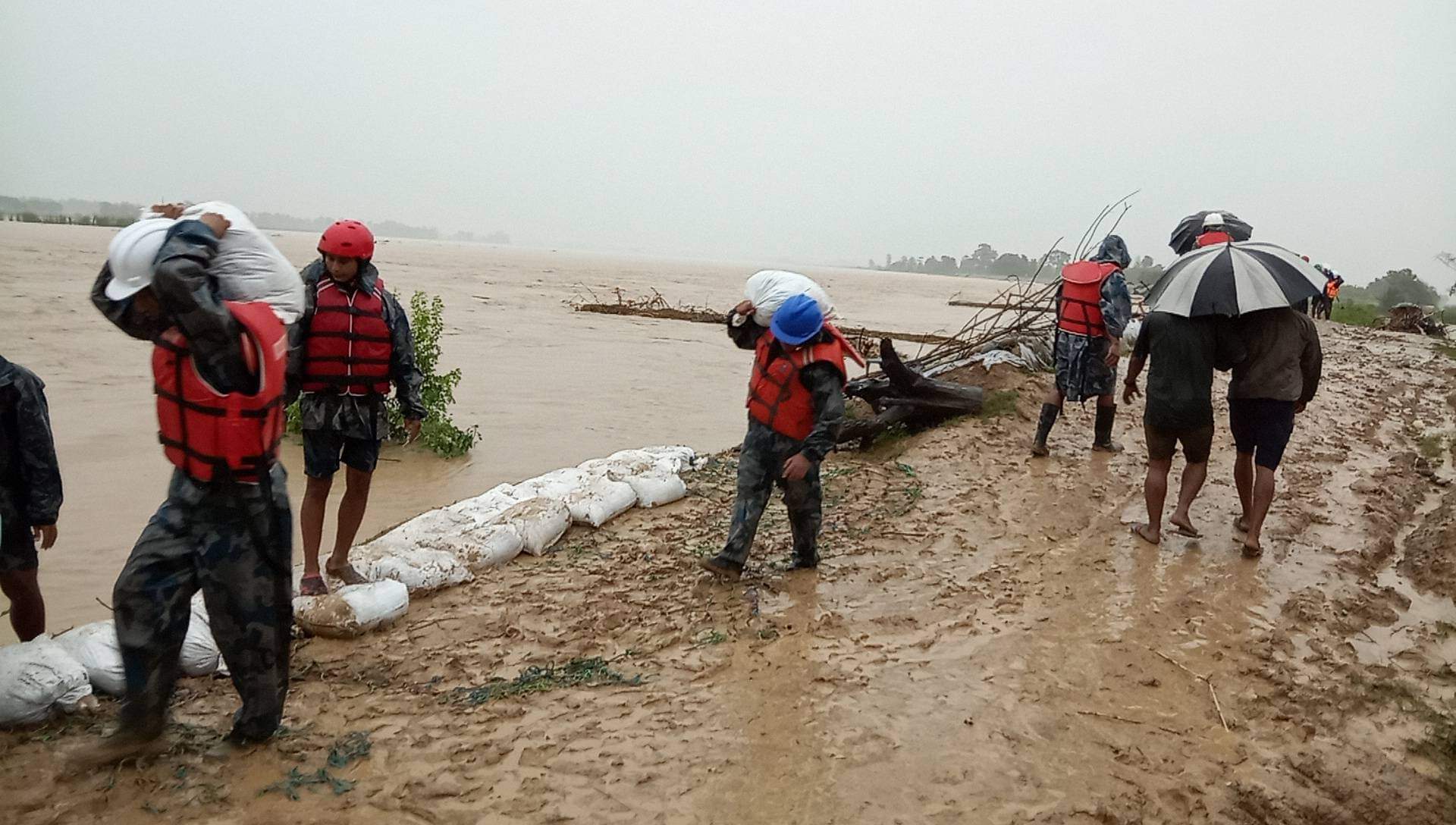 बाढी पिडितको उद्धार र तटबन्धनमा सशस्त्र प्रहरी सक्रिय