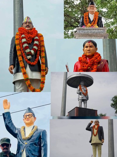 नेपालगञ्जमा एकै दिन छ शालिक अनावरण
